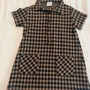 Zara Checkered Black and Tan Dress